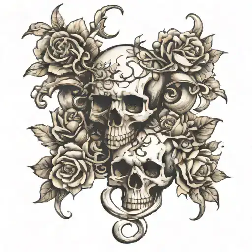 Animal Sculls Flowers Intertwined