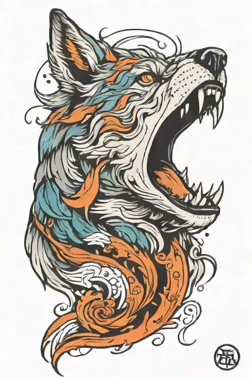 Side Face Roaring Wolf Howling