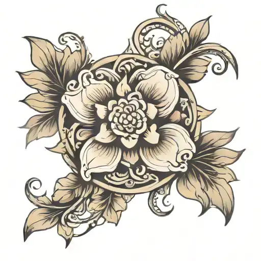 Protection Symbol And Flower