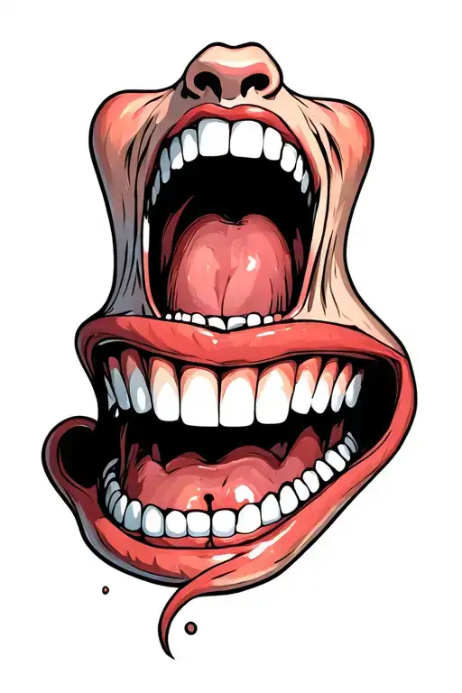 Laughter With A Broken Smile Mouth Open