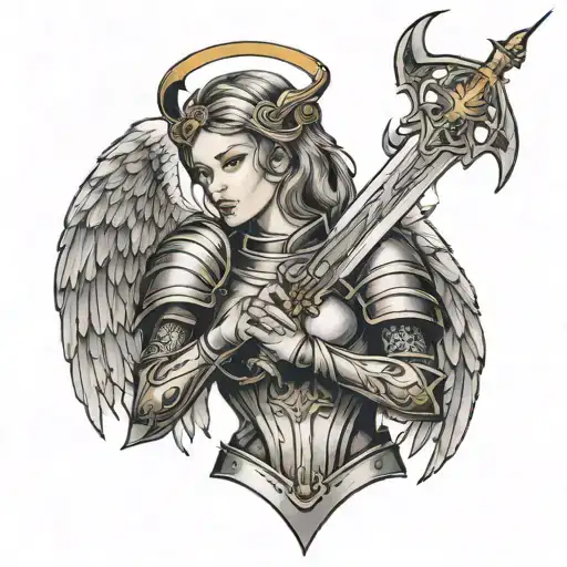 Female Angel Wearing Armor With Sword