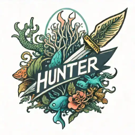 Coral Reef With A Knife And The Word Hunter