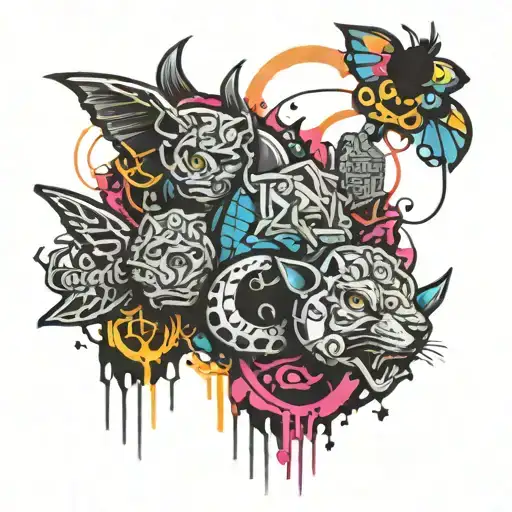 Ink Black Street Graffiti Art Using Vibrant Colors Inspired By Banksy