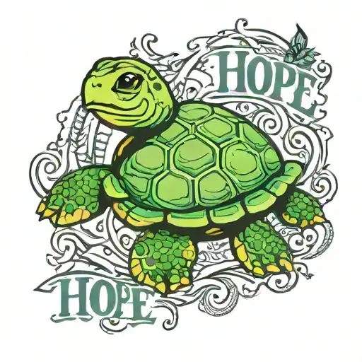 Baby Turtle And Word Hope