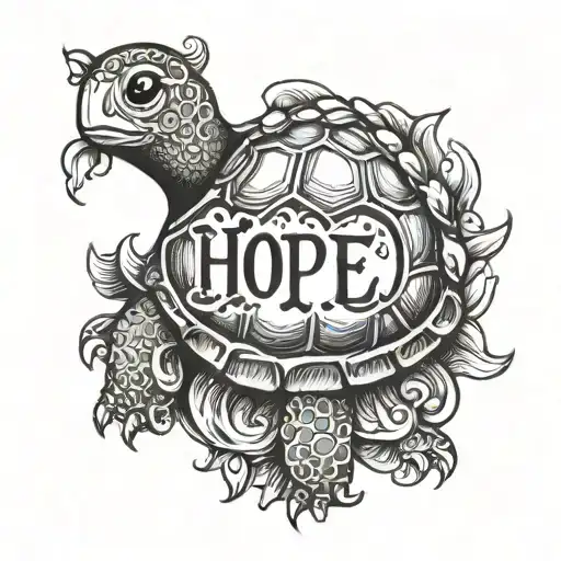 Baby Turtle And Word Hope
