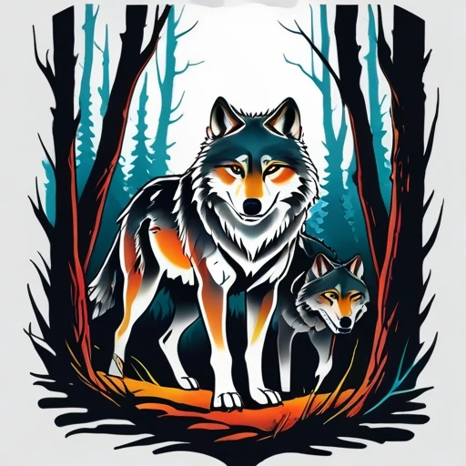 Wolf pack in the woods Tattoo idea