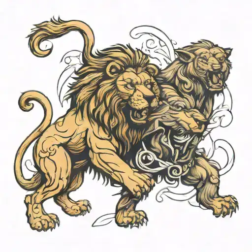 Lion And A Bear Fighting