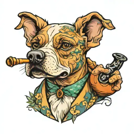 Dog Smoking A Pipe