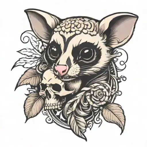A Sugarglider Holding A Skull