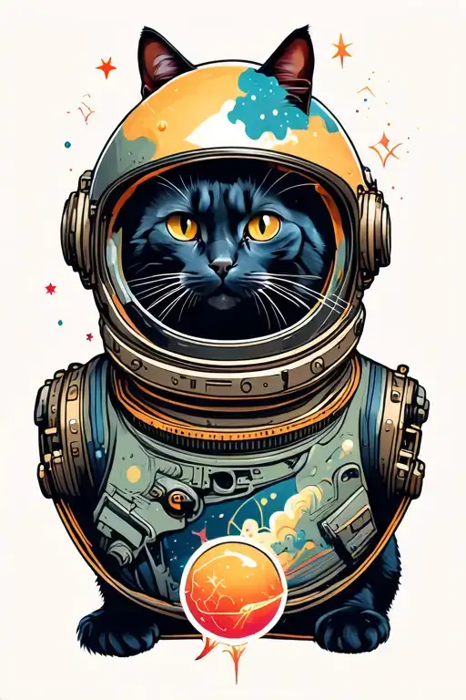Black Cat In A Space Helmet