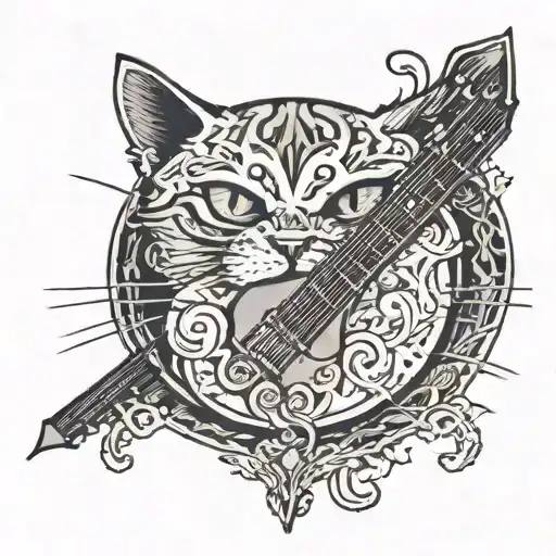 Incorporate A Guitar And A Cat Into A Unique Design