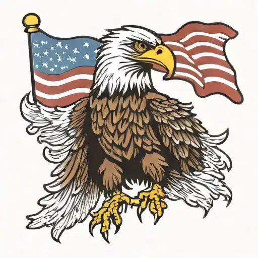 Eagle Carrying American Flag