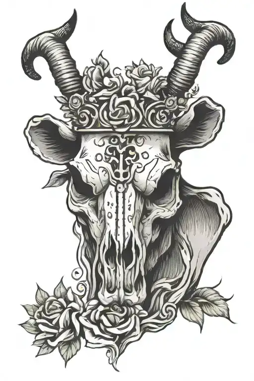 Cow Skull Crown Surrounded