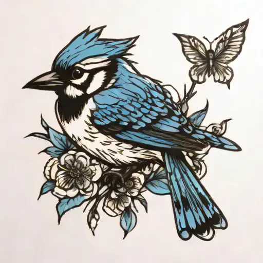 Black Outline Bluejay