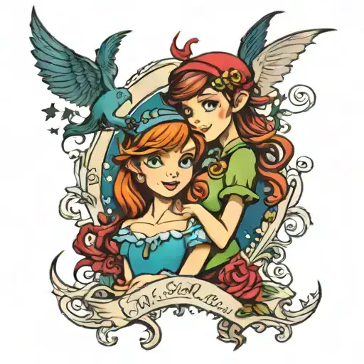 Wendy And Mary Darling Peter Pan