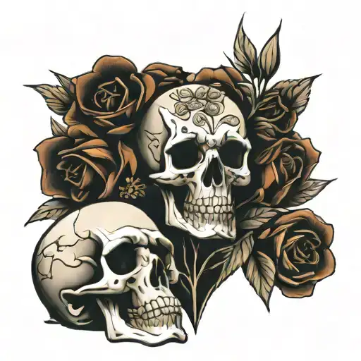 Skull And Flowers And Whiskey Bottle