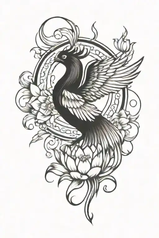 A Pheonix Rising From A Lotus Flower