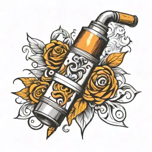 Cigarette And Black White Lighter