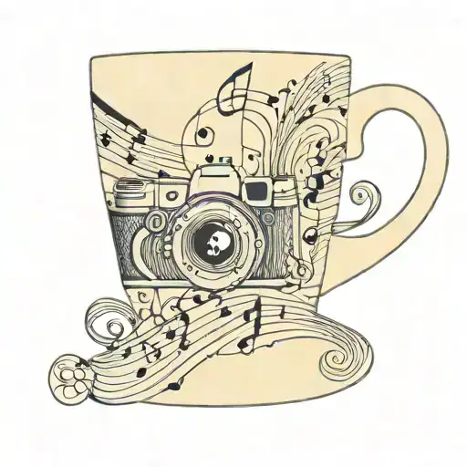 Camera Lens Coffee Mug Filled Music Notes Intertwined