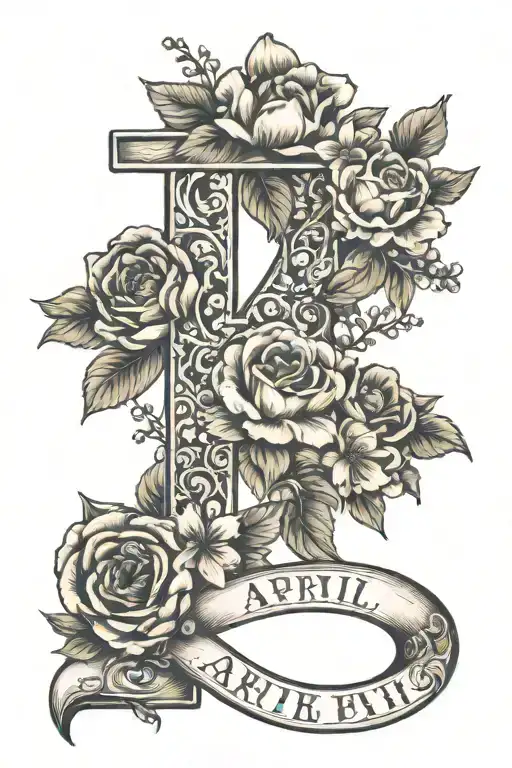 April Flower Bouquet With Letter A And Baby Foot Print