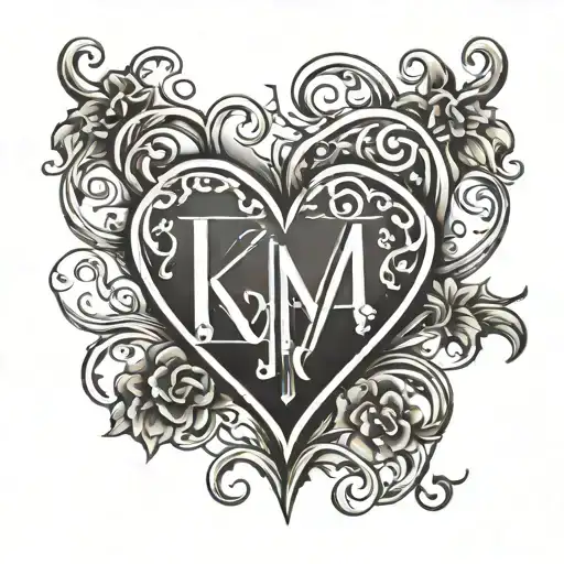 Kma Initials Intertwined Symbolizing Love Heart