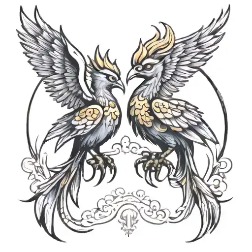 Two Baby Pheonix As Pisces And Scorpio Zodiac Sign