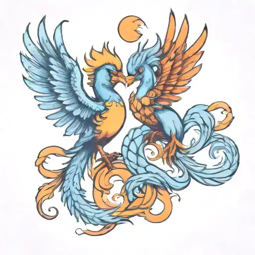 Two Baby Pheonix As Pisces And Scorpio Zodiac Sign