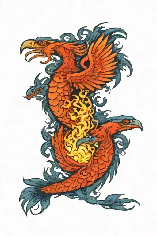 Two Phoenix Morphing Into A Pisces And Scorpio Zodiac Signs