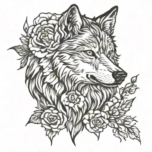 Wolf With Carnation