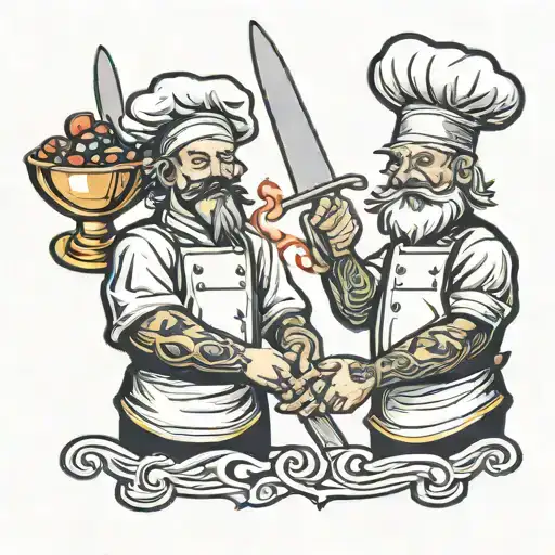 Chef Knifes Hold Hands