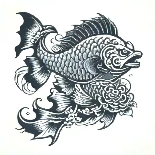 Japan Samurai Fish On Background