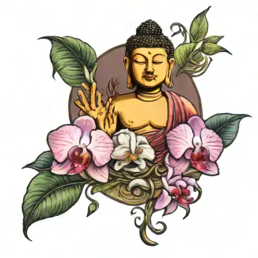 Buddha And Orchids