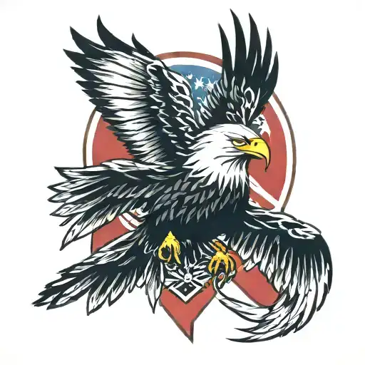 Eagle And Native American Flag