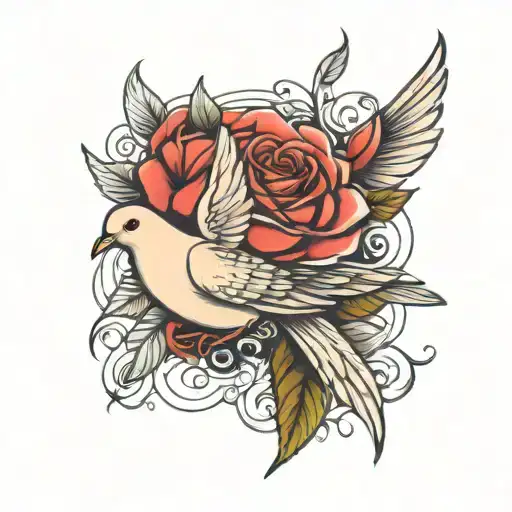Dove With Rose