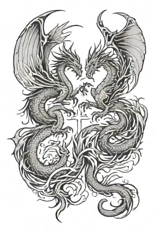 Phoenix And Dragon Facing Off As Seperate Images