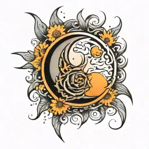 Moon Inside The Sun With Word Yaburnee