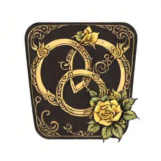 Two Horseshoes With Small Yellow Rose