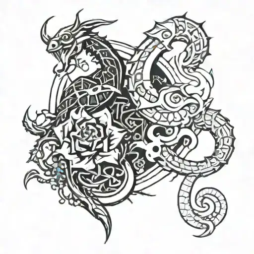 Scorpio And Capricorn Tattoo Design Combining