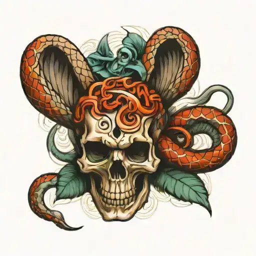 Snake And Angel Skull