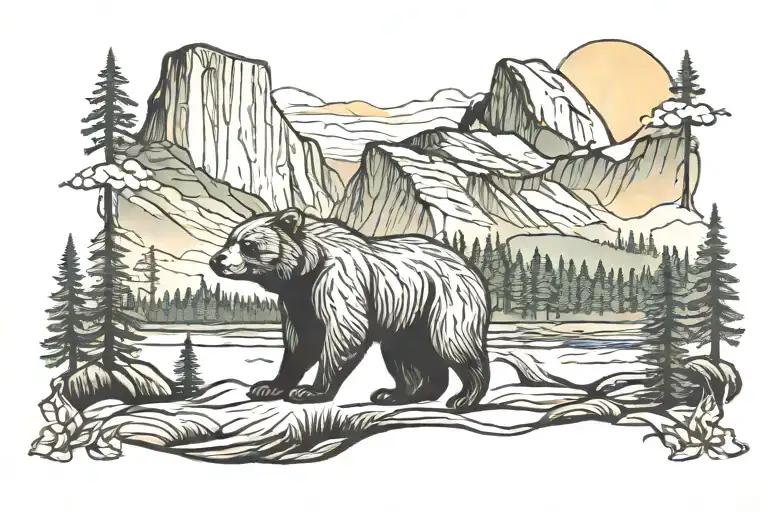 Yosemite Valley Sunrise With A Bear