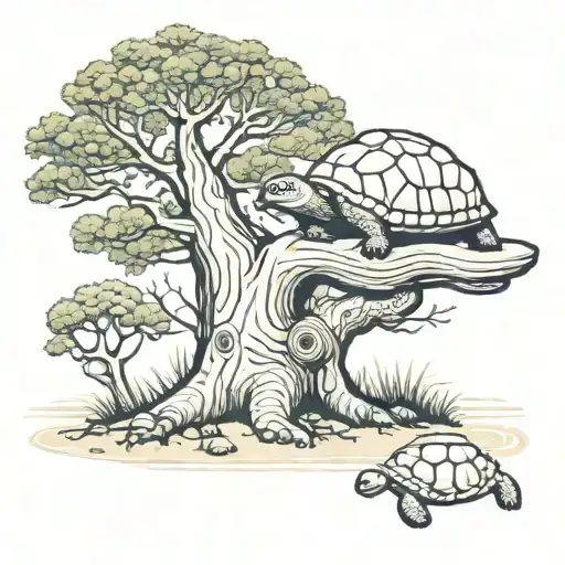 A Baobab Tree With A Turtle Wearing
