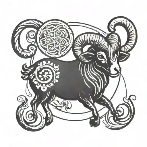 Aries Symbol With Old