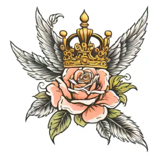 Crown And Wings And Rose