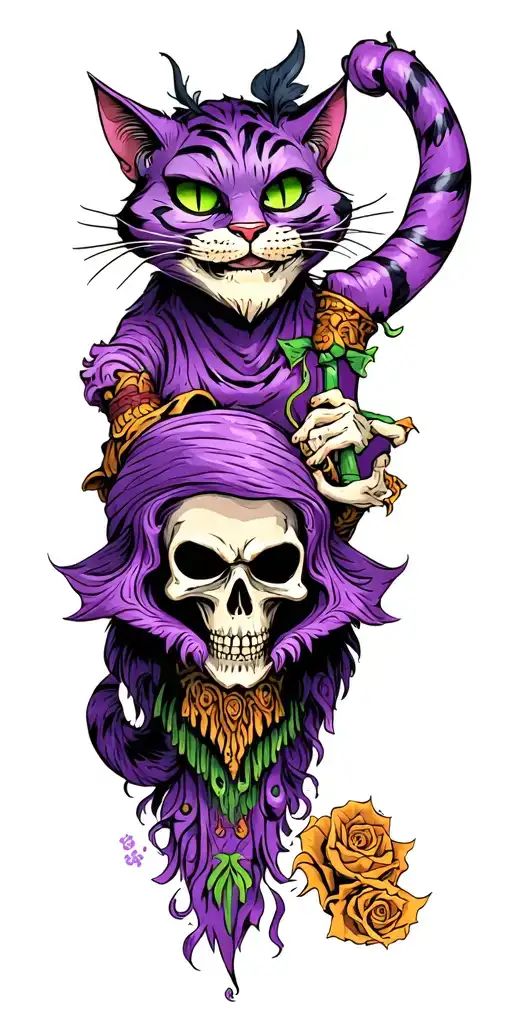 Cheshire Cat And Grim Reaper Playing