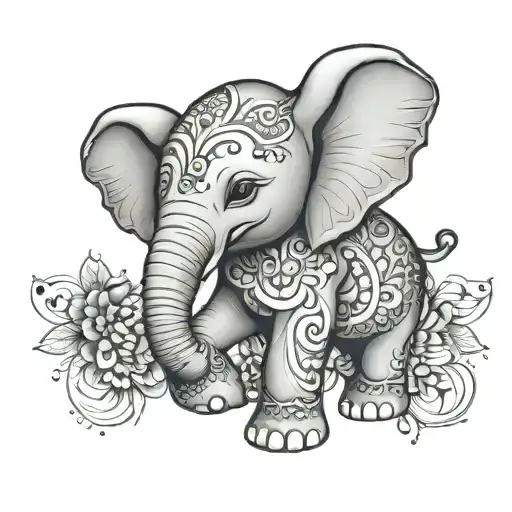 Baby Elephant With Mandala