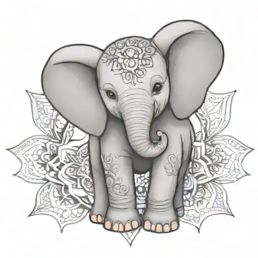 Baby Elephant With Mandala