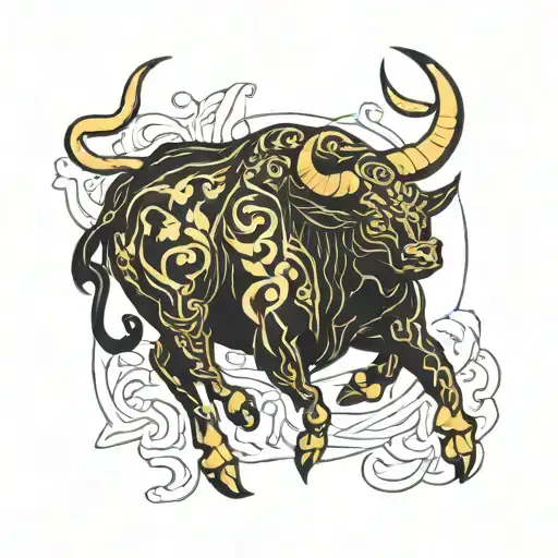 Black And Gold Taurus On Back