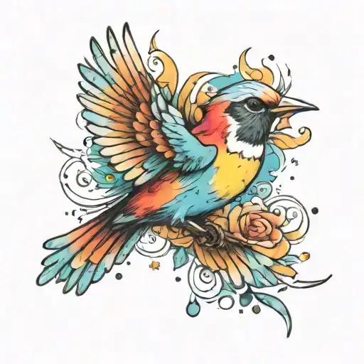 Watercolour Bird Flying