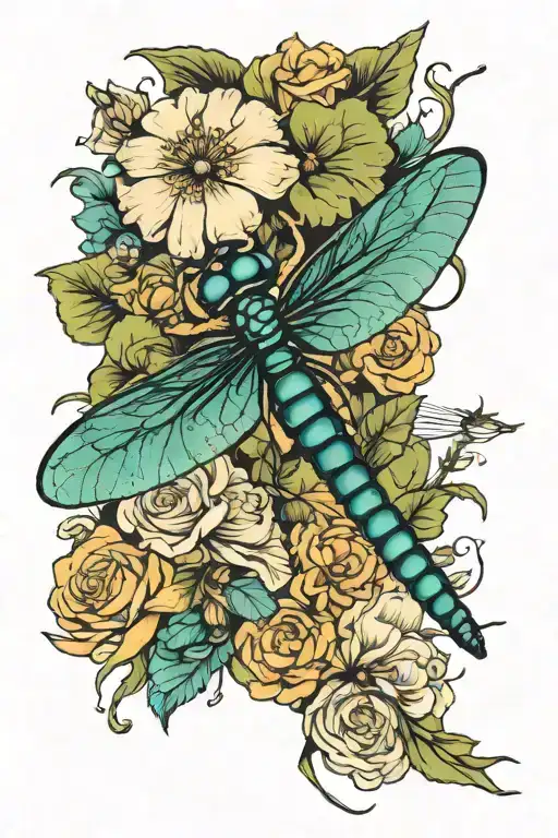 Dragonfly And Flower Bouquet