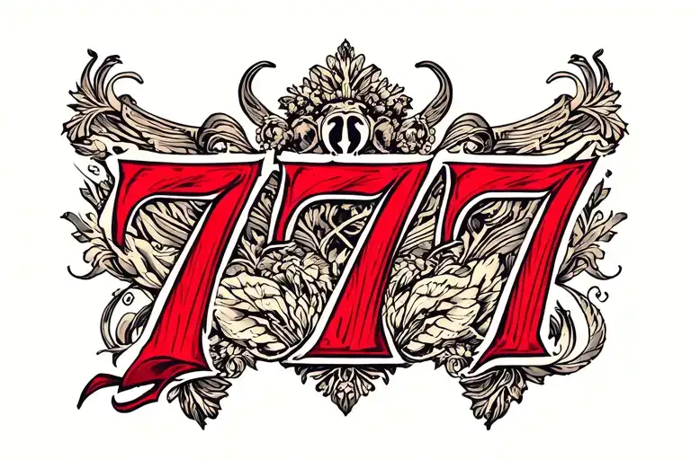 777 In Red Roman Font